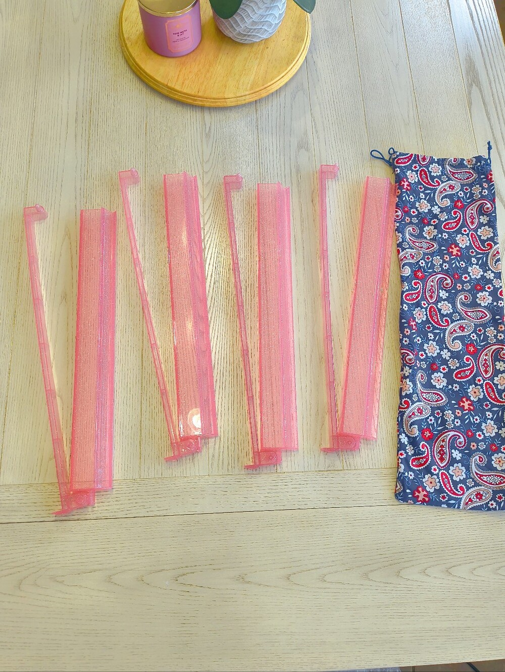 Pink Mesh Balloon Sticks with Storage Pouch - Brand Unbranded